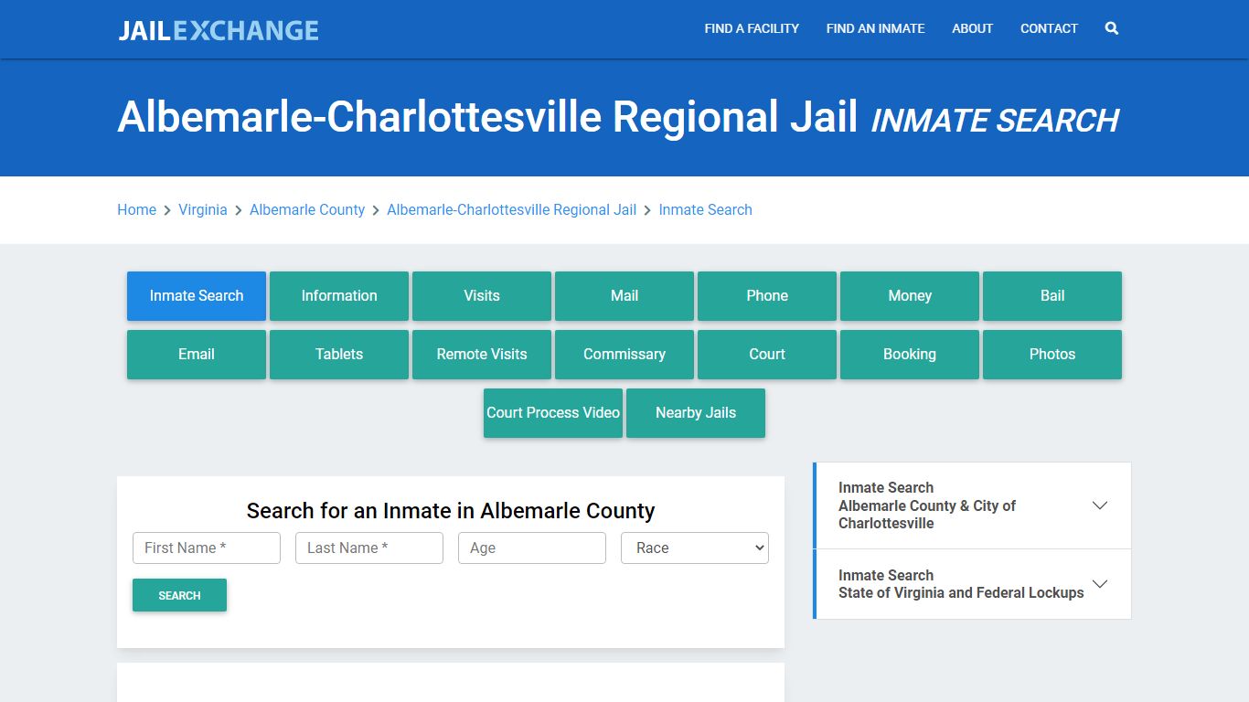 Albemarle-Charlottesville Regional Jail Inmate Search